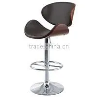 Cafe Bar Stools Chrome Frame Plywood Seat High Chair #HY3013