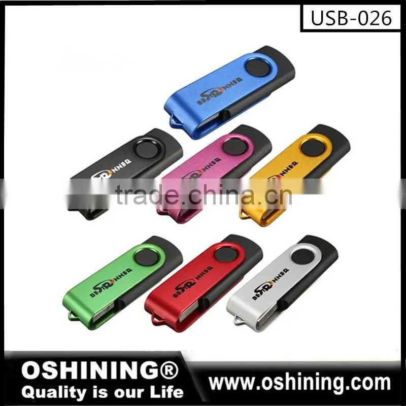 Promotion Plastic mini 2.0 stock usb swivel stick custom logo usb flash drive 8gb (USB-070)
