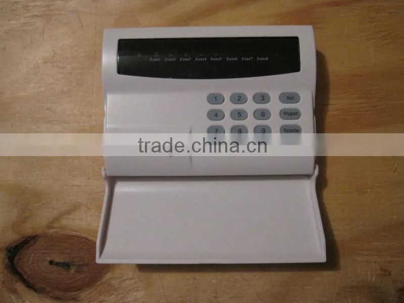 433Mhz wireless alarm system kit with package content: door contact,PIR motion sensor,remote control,wired siren