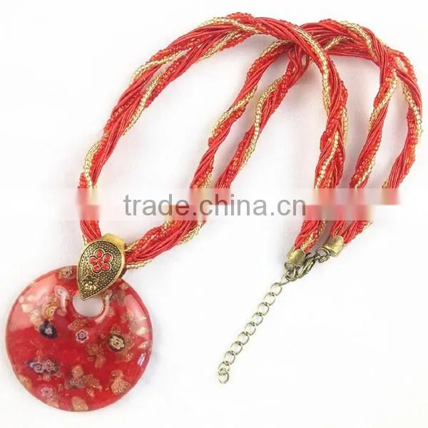 Retro Style Fashion Lady Glass Flower Necklaces Wholesale