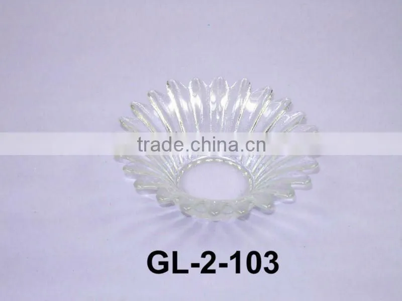 colored glass candle holder in leaf shape