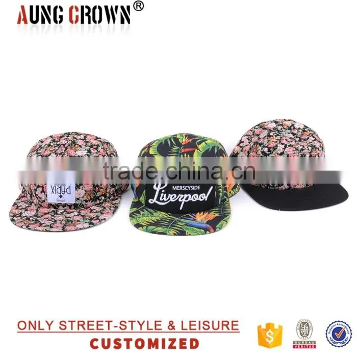 design your own floral 5 panel hat cap