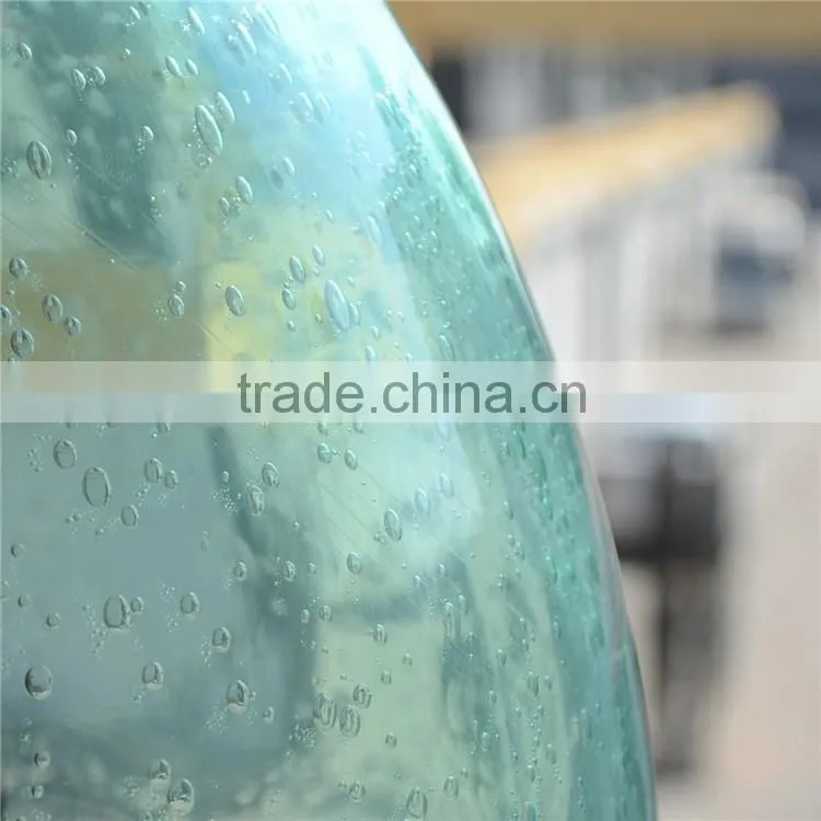 Wholesale Home Decoration Green Clear Tall Glass Vase Handmade Bubble Process Glass Flower Bottle