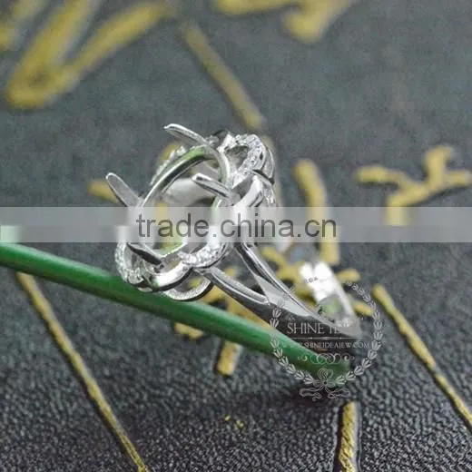 9*11mm 925 sterling silver oval bezel silvery prong setting ring base blank supplies DIY findings 1222007