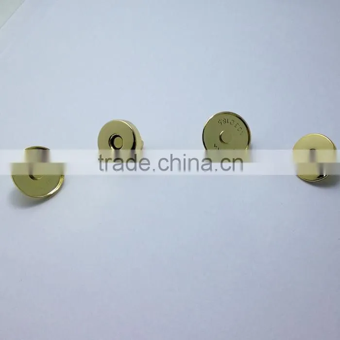 Bags accessories 18mm full cover round metal magnetic snap button gold color