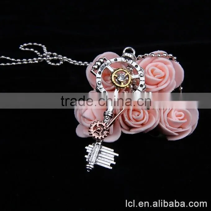 Key shaped designer necklace, wholesale steampunk vintage necklace