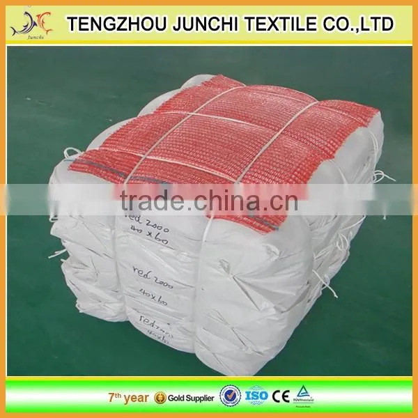high-strength orange plastic pp leno drawstring mesh bag