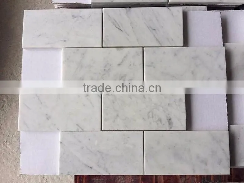 Rectangle carrara white marble mosaic tile