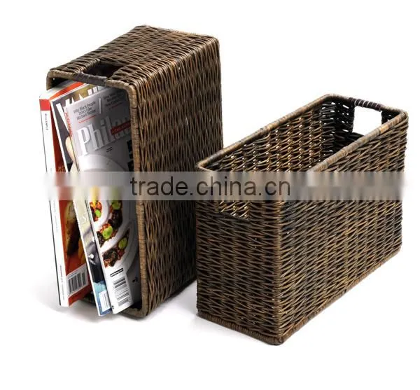 Wholesale willow magazine storage basket with handmade