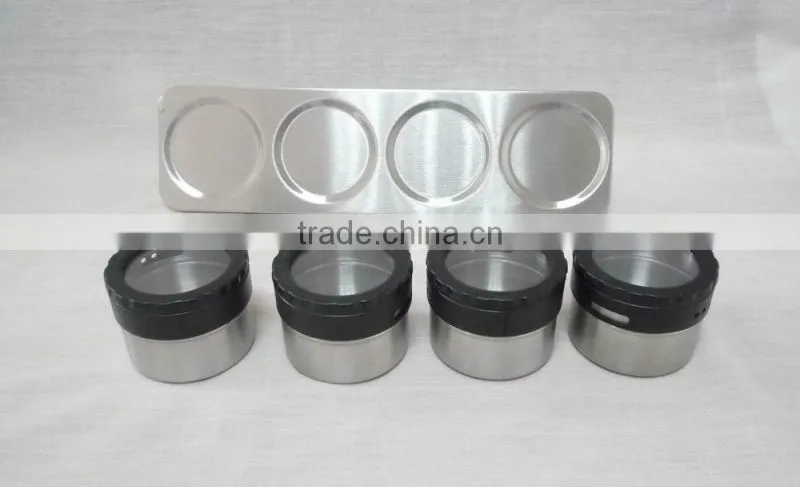 4pcs stainless steel spice jar with holder kitchenware