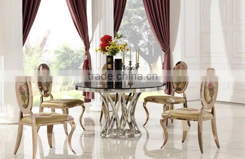 TH371 tempered glass top round dining table on sale