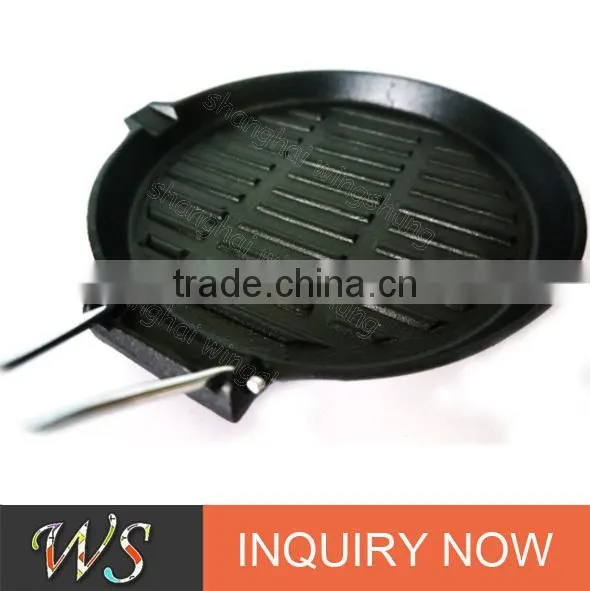 WS-FP08 9.5" or 10.6" round cast iron grill pan