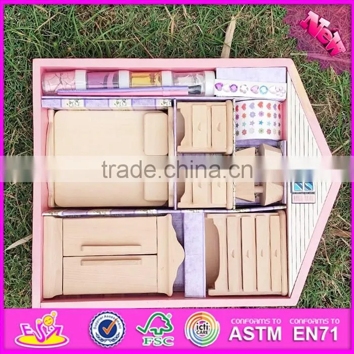 2017 Best kids doll furniture toys wooden coloring toy for sale W03A085-S