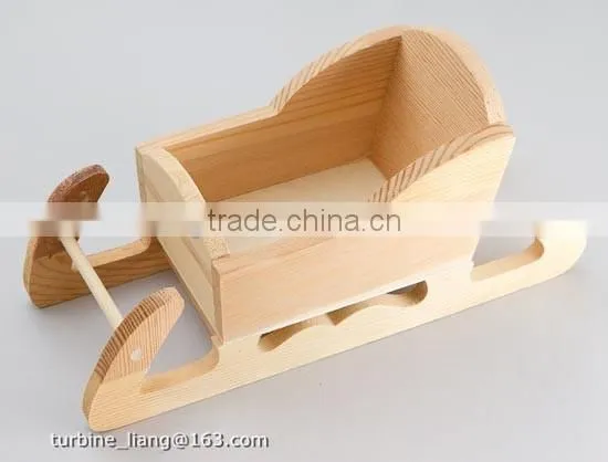 Wooden Art Crift Sled Wood Sled For Christmas Decoration