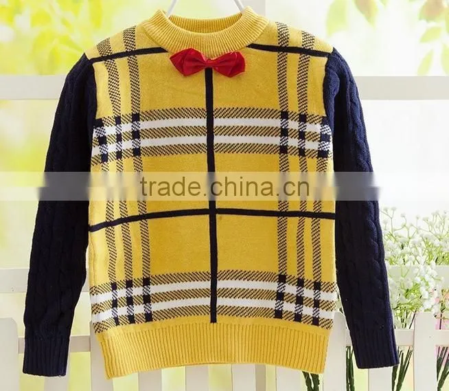 european western style cool tartan plaid woolen sweater for kids