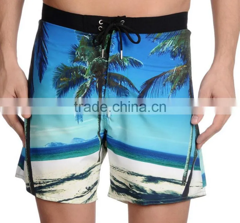 Custom sublimated printing fabric swimwear mens swimwear