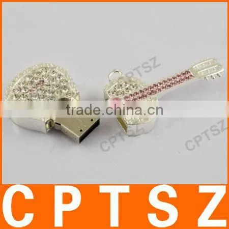 Violin Shape Diamond Jewelry USB 2.0 Flash Memory Stick Pen Drive, Gift