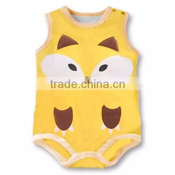 hot selling cartoon animals sleeveless cute pure cotton baby romper