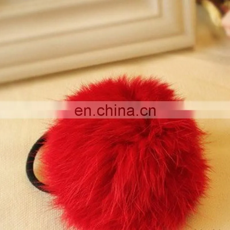 8cm real rabbit fur ball/bobble girl hairband for fashion decoration accessory