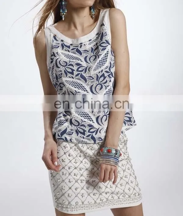 2016 new arrivel lady fashion top wih skirt