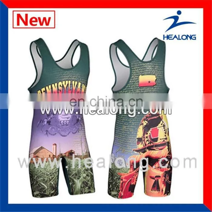 Healong Sublimation Sexy Wrestling Singlets Women 65 Cotton 35 Polyester