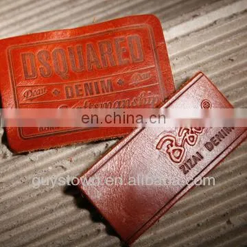 Customized high quality genuine leather patch for denim clothing