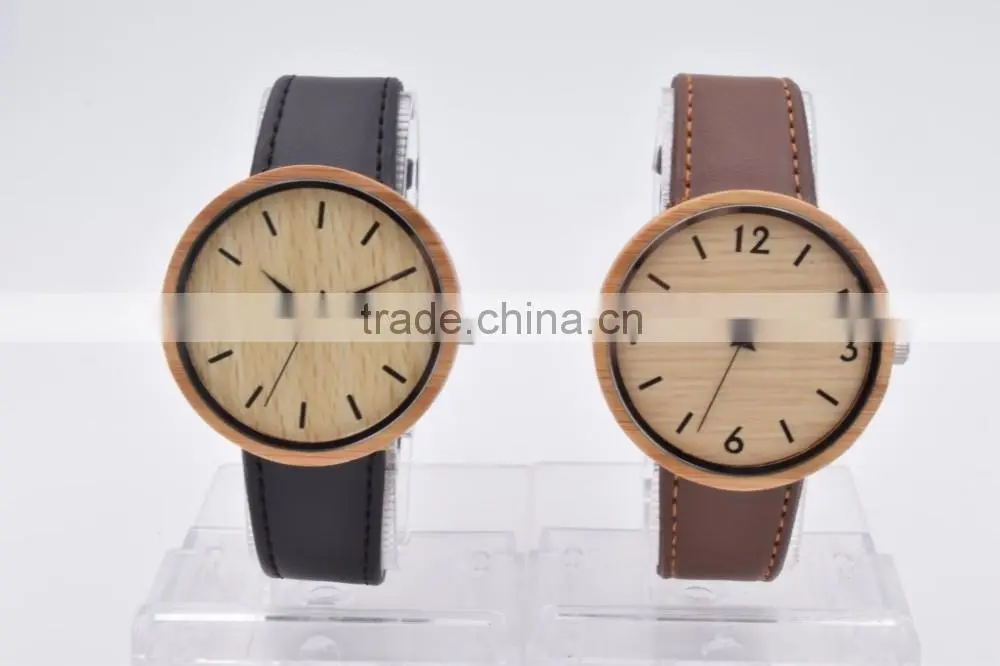 Wholesale customized personalized Fashion Wood case Watch Men Custom Logo Wrist Watch With Leather Band