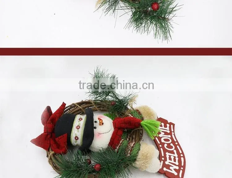 XMAS Hanging Plush Snowman Welcome Door Decoration Christmas Wreath