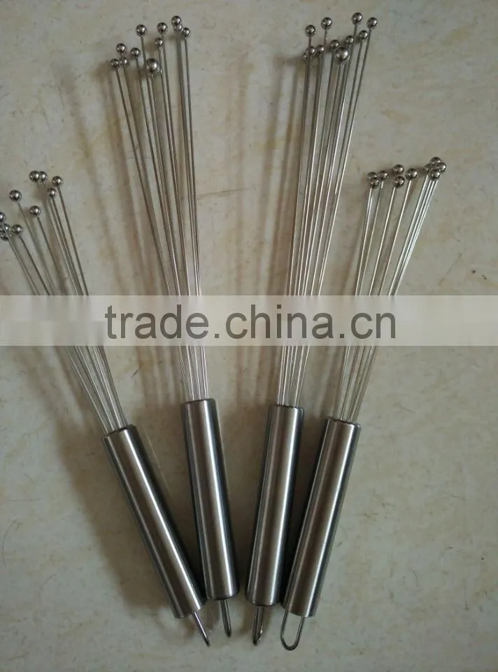 Latest Kitchen Tool Egg Wire Whisk Stainless Steel ball manual egg ball whisk beater easy clean 10'' and 12'' LOGO embossed