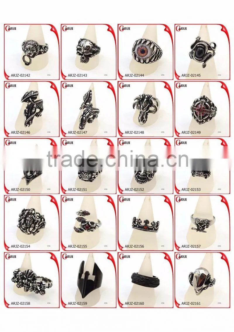 fashion hotsale item black plated mens style wholesale skull rings skull 316L stainless steel men's ring