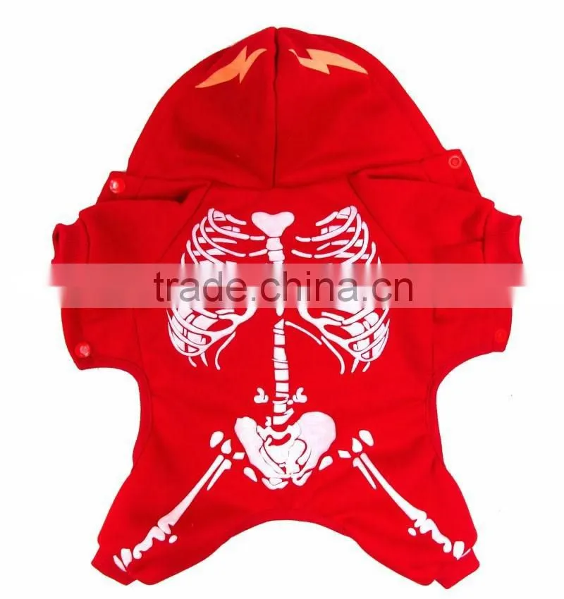 Wholesale Luminous shock dragon Spring Autumn Single Layer skeleton Pattern Red Dog Clothes Pet Garment