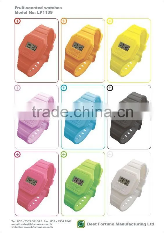 LP1139 Digital LCD display movement silicone strap electronic panel Fruit-scented watch
