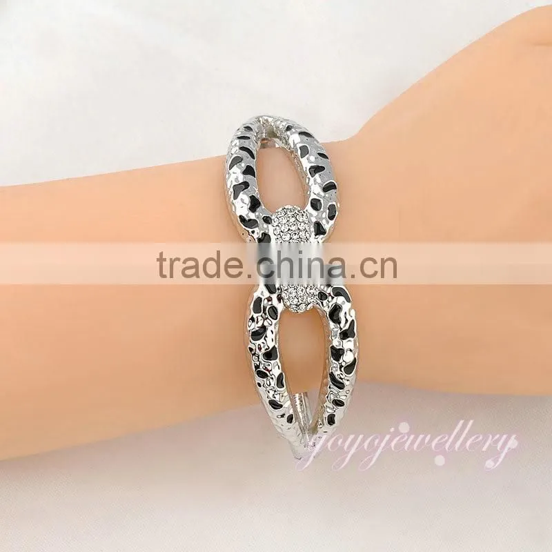 new products leopard silver color crystal enamel bangle