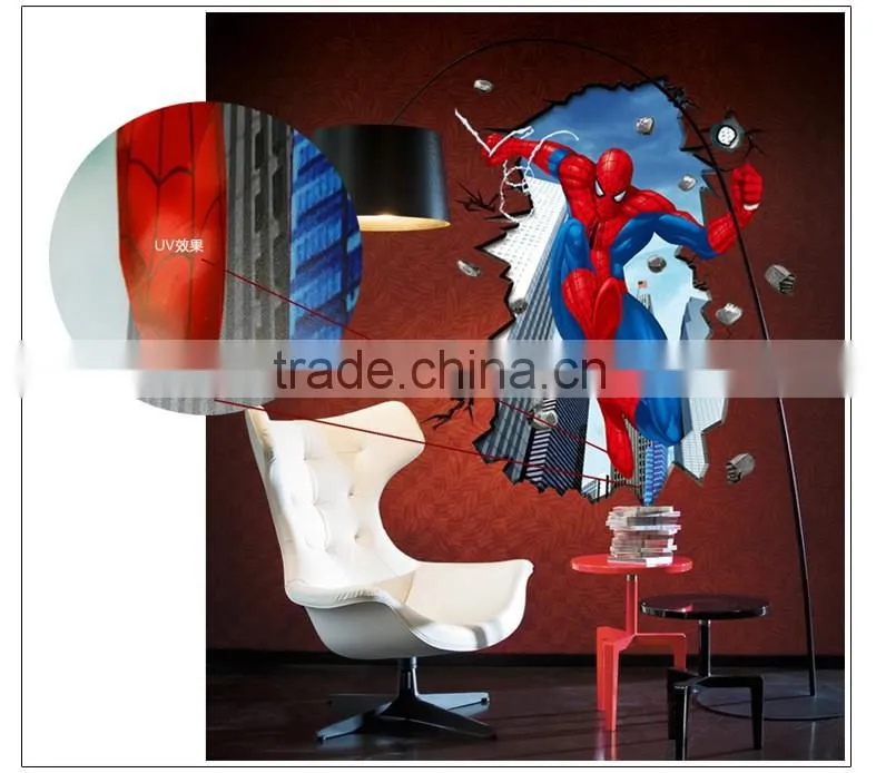 2016 3d Vinyl Wall Stickers For Kids Rooms Pvc Wall Decals Home Decor 3D Super hero Wholesale
