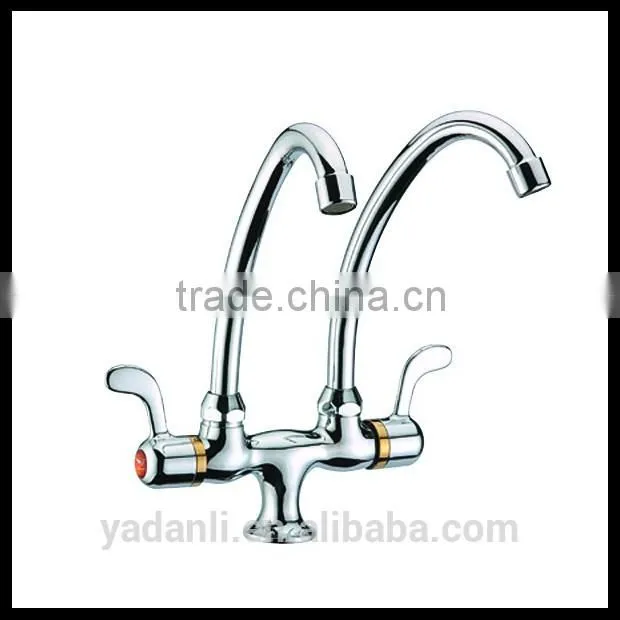 Chrome plating deckl mounted dual handle one hole kitchen tap faucet filter 1033