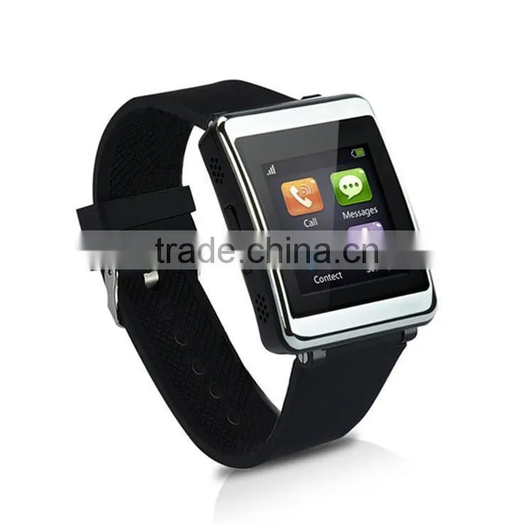 2015 Fashion P1 Capacitive Touch Bluetooth Smart Watch Phone Card Watch With Leather Watchband