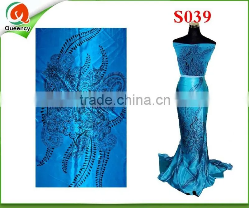 Nylon and Spandex Satin Fabric,thin satin S039 Tblue