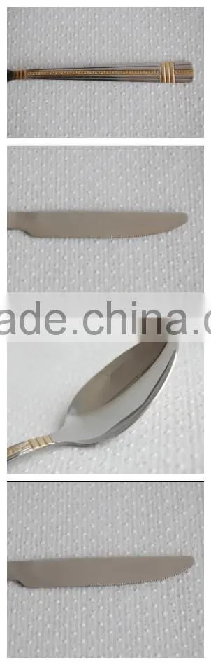 Low price stainless steel gold plated dinner spoon and fork set