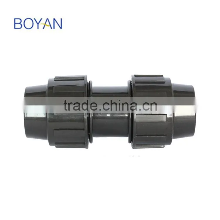 Plastic Quick Pipe Fitting Black PP Compression Coupling