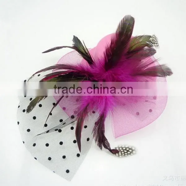 Blue Little Hat with Feather Stage Show Hat Hair Accessory