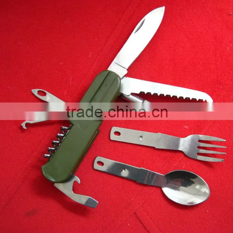 Outdoor camping combination tableware set with knife fork spoon saw opener