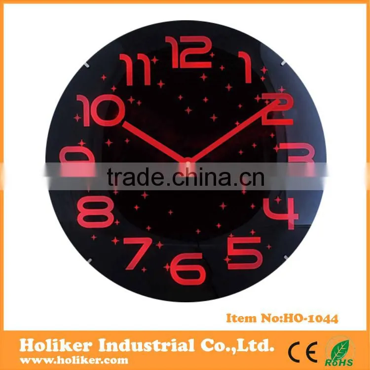 round decoration digital wall clock with led