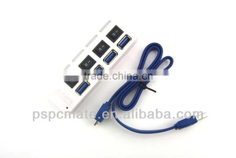 USB 3.0 Hub 4 Ports Speed 5Gbps for PC laptop with on/off switch BLACK