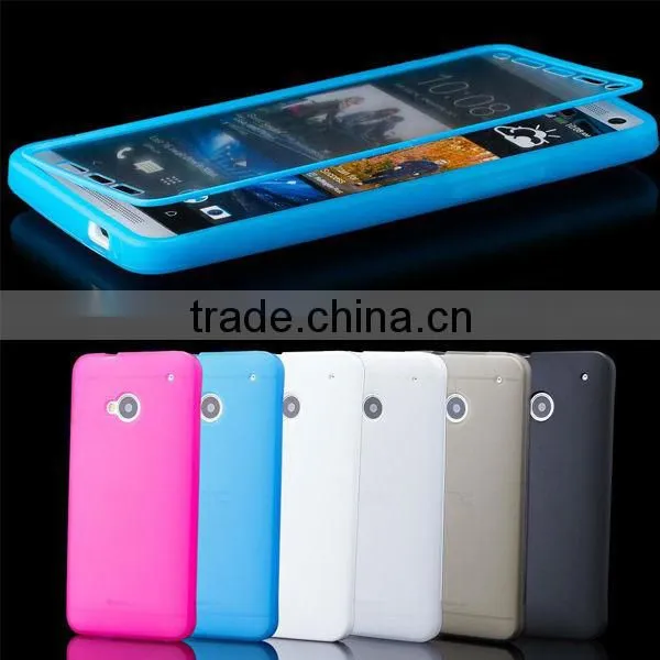SILICON BUILT IN SCREEN PROTECTOR WRAP PHONE TPU CASE COVER FOR HTC ONE M7