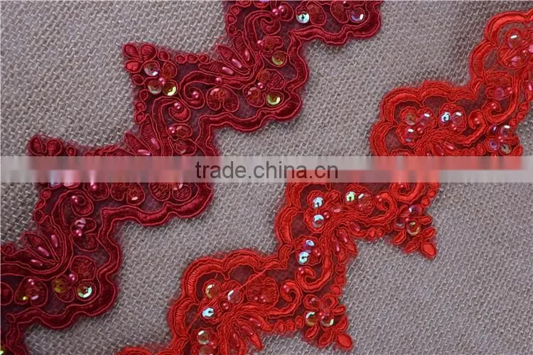 Pearl Beaded & Sequin Bridal ~ Lace Embroidered lace various color Wide:6cm in stock