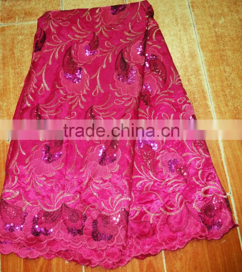 Bright color competitive price korea silk fabric with sequins