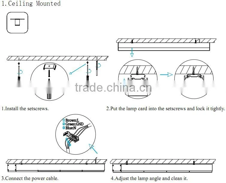 High lumen led linear pendant lighting fixtures IP65 60w dimmable lighting