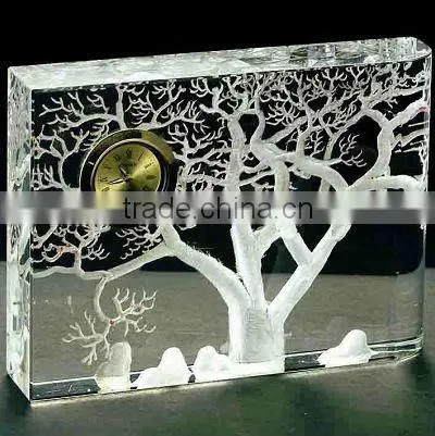 wedding crystal clock , laser crystal gift