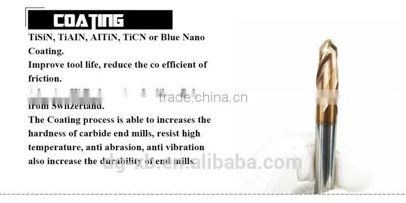 Liken600 high quality HRC60 ballnose different types of cutting tools