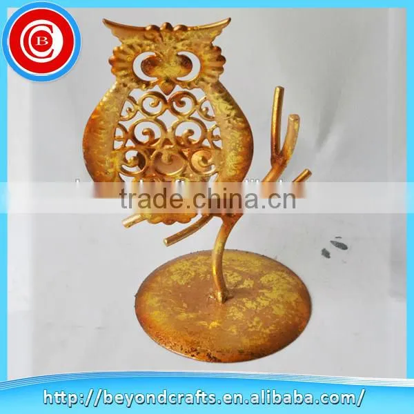 China export tabletop hand carved wrought iron owl home decor